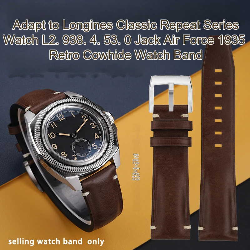 

Ремешок для часов Longines L2.838.4 мужской, классический браслет из воловьей кожи в стиле ретро, 22 мм