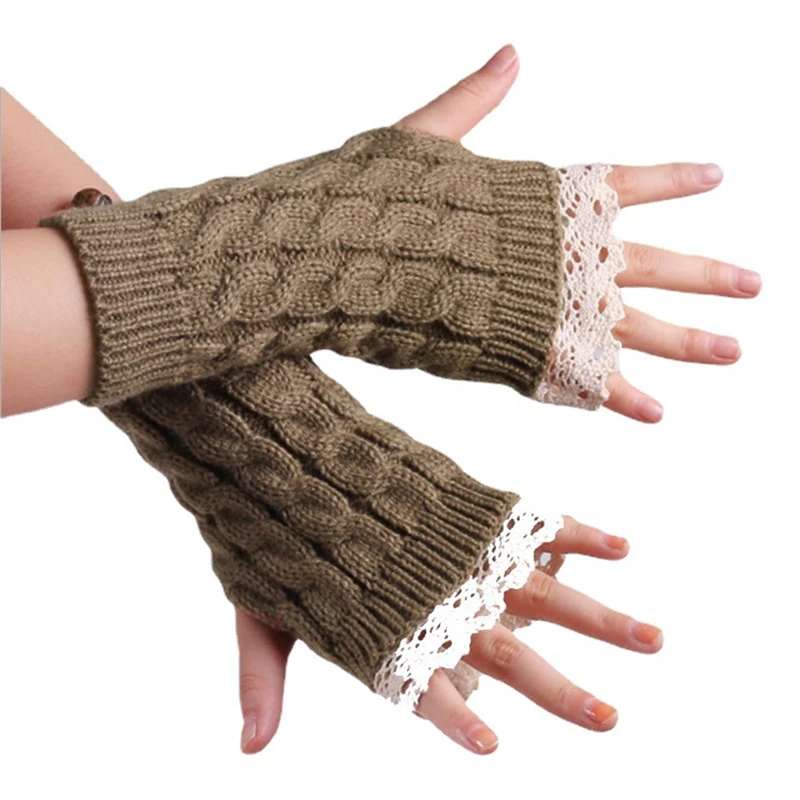 

Knitted Half Finger Gloves Women's Warm Soft Wool Winter Gloves Handschoenen Mittens For Girl Guantes Invierno Mujer Luvas