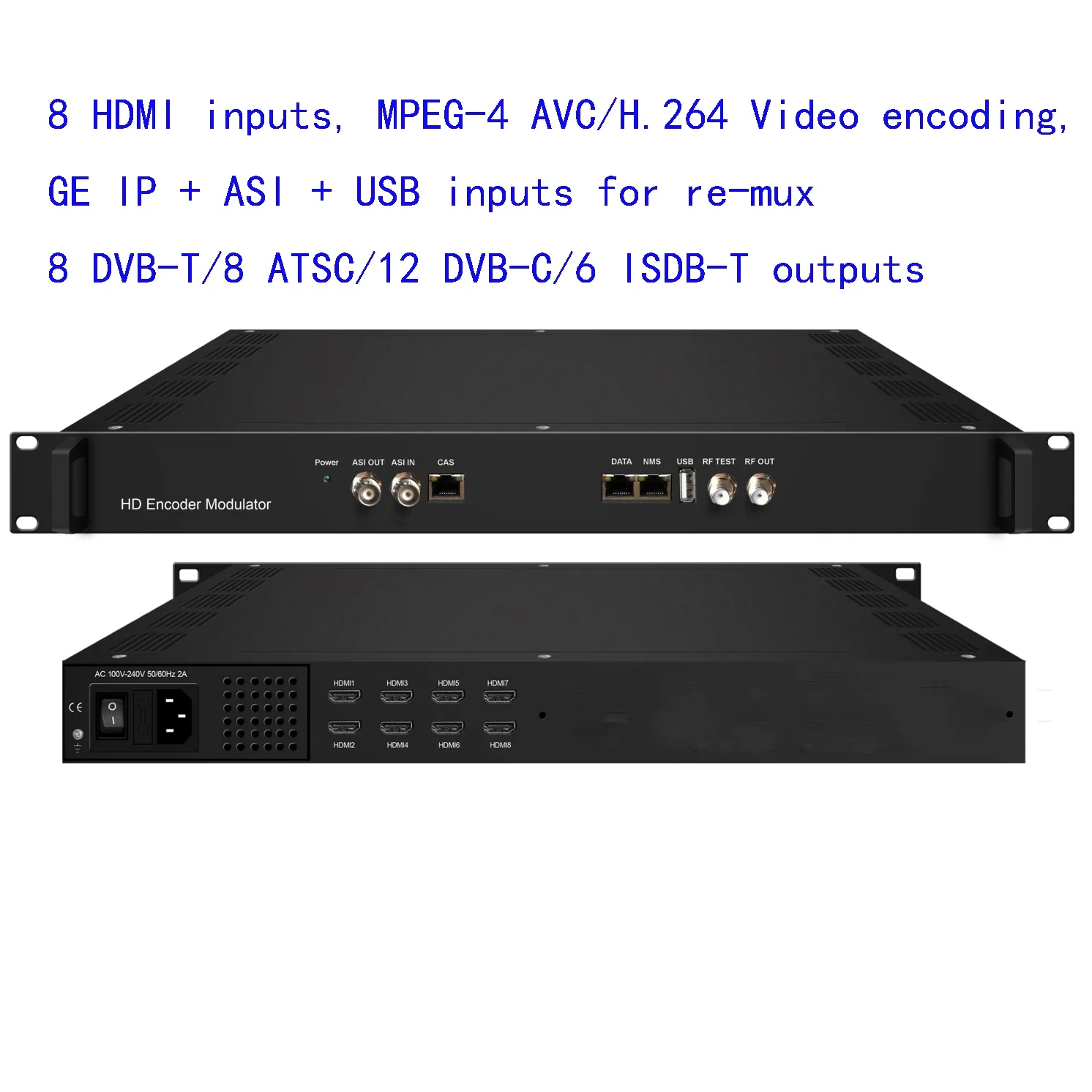 

NDS3536S 8 HDMI to DVB-C/DVB-T/ATSC/ISDB-T encoder modulator Digital TV Headend QAM RF Modulator