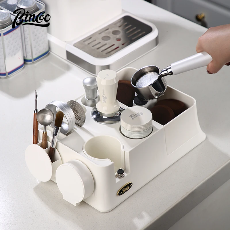 

Bincoo 51-58mm Universal Coffee Utensil Storage Base Coffee Press Powder Distributor Hammer Coffee Handle Stand Spoon Brush Set