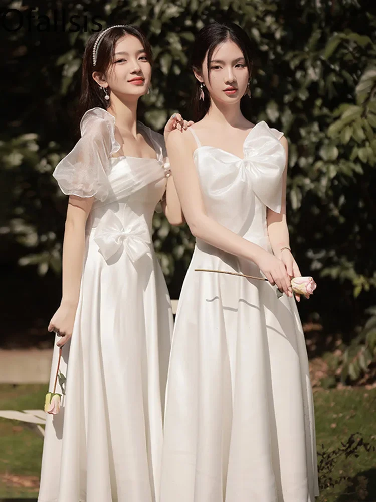 Ofallsis White Bridesmaid Evening Dress 2023 New Summer Sweet Fairy Slim Sisters Group Engagement Party Dresses Female Vestidos
Ofallsis White Bridesmaid Evening Dress 2023 New Summer Sweet Fairy Slim Sisters Group Engagement Party Dresses Female Vestidos