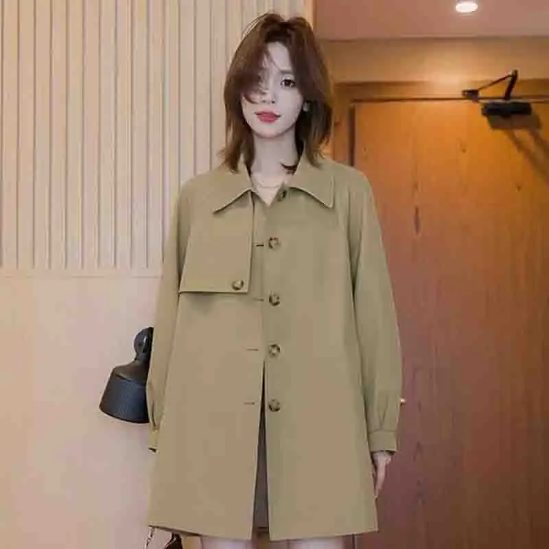 Female Korean Loose Fit Mid Length Version Windbreaker Tops Jacket 2024 Women Autumn Lapel Collar New Leisure Overcoat Tops Coat
Female Korean Loose Fit Mid Length Version Windbreaker Tops Jacket 2024 Women Autumn Lapel Collar New Leisure Overcoat Tops Coat