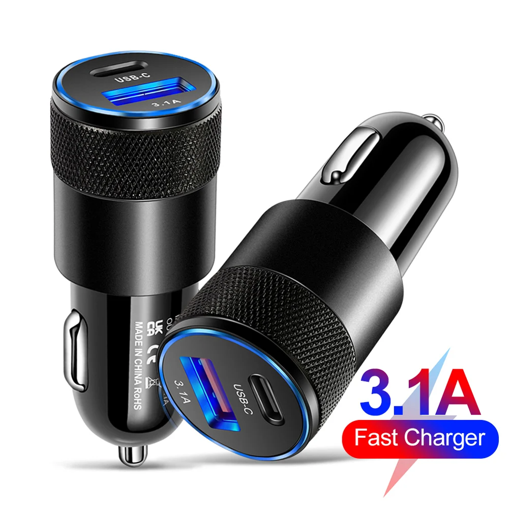 

Car Charger 65W 3.1A USB-Power &Type-C Dual Port Quick Charge Dock Auto Portable Black Mini Fast Charger Fast Charging Protocols