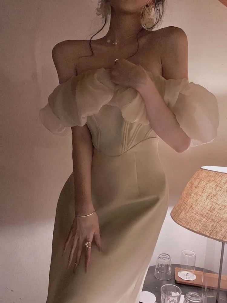Evening Gown Midi Dress Women Sleeveless Off The Shoulder Sexy Slim Dresses Birthday Party Elegant Lady Fashion Spring Summer
Evening Gown Midi Dress Women Sleeveless Off The Shoulder Sexy Slim Dresses Birthday Party Elegant Lady Fashion Spring Summer