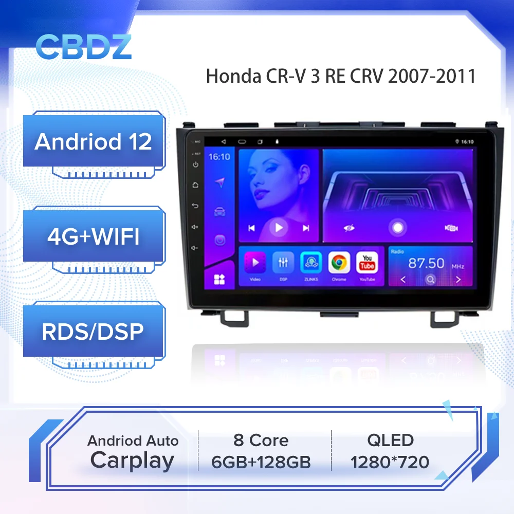 Car Radio for Honda CR-V 3 RE CRV 2007-2011 Android Auto 4G WIFI Carplay GPS Navigation No DVD Player
Car Radio for Honda CR-V 3 RE CRV 2007-2011 Android Auto 4G WIFI Carplay GPS Navigation No DVD Player