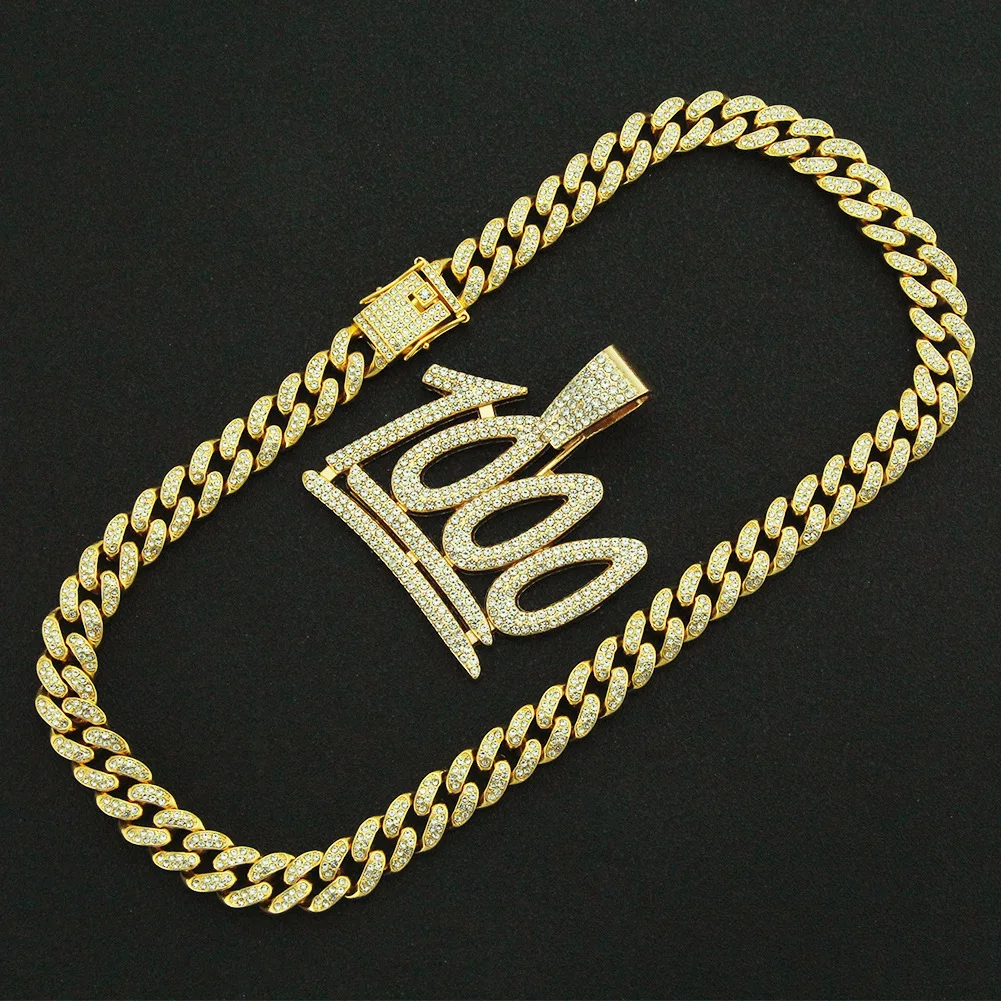 Rapper Iced Out Cuban Chain Bling Diamond Number 1000 Rhinestone Pendants Mens Necklaces Gold Choker Charm Jewelry for Male Gift
Rapper Iced Out Cuban Chain Bling Diamond Number 1000 Rhinestone Pendants Mens Necklaces Gold Choker Charm Jewelry for Male Gift