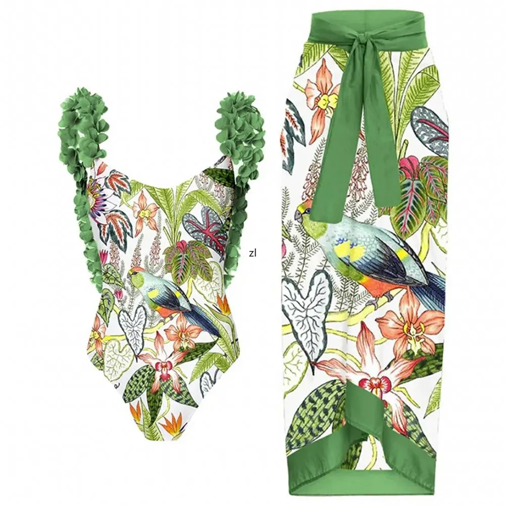 Green Print Deep V Bikini Set And Cover Up Ruffle Straps Backless Sexy Beachwear Ladies Slim High Waist Fit Summer Swimsuit
Green Print Deep V Bikini Set And Cover Up Ruffle Straps Backless Sexy Beachwear Ladies Slim High Waist Fit Summer Swimsuit