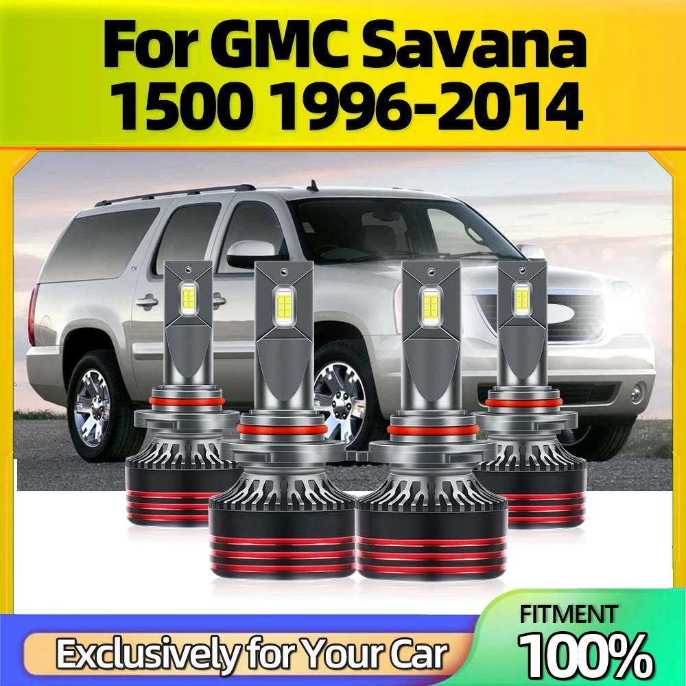 

Exterior Canbus Car Headlight Bulbs White 4x 9005 9006 High Low 25000LM 110W 12V Super CSP Chip For GMC Savana 1500 1996-2014