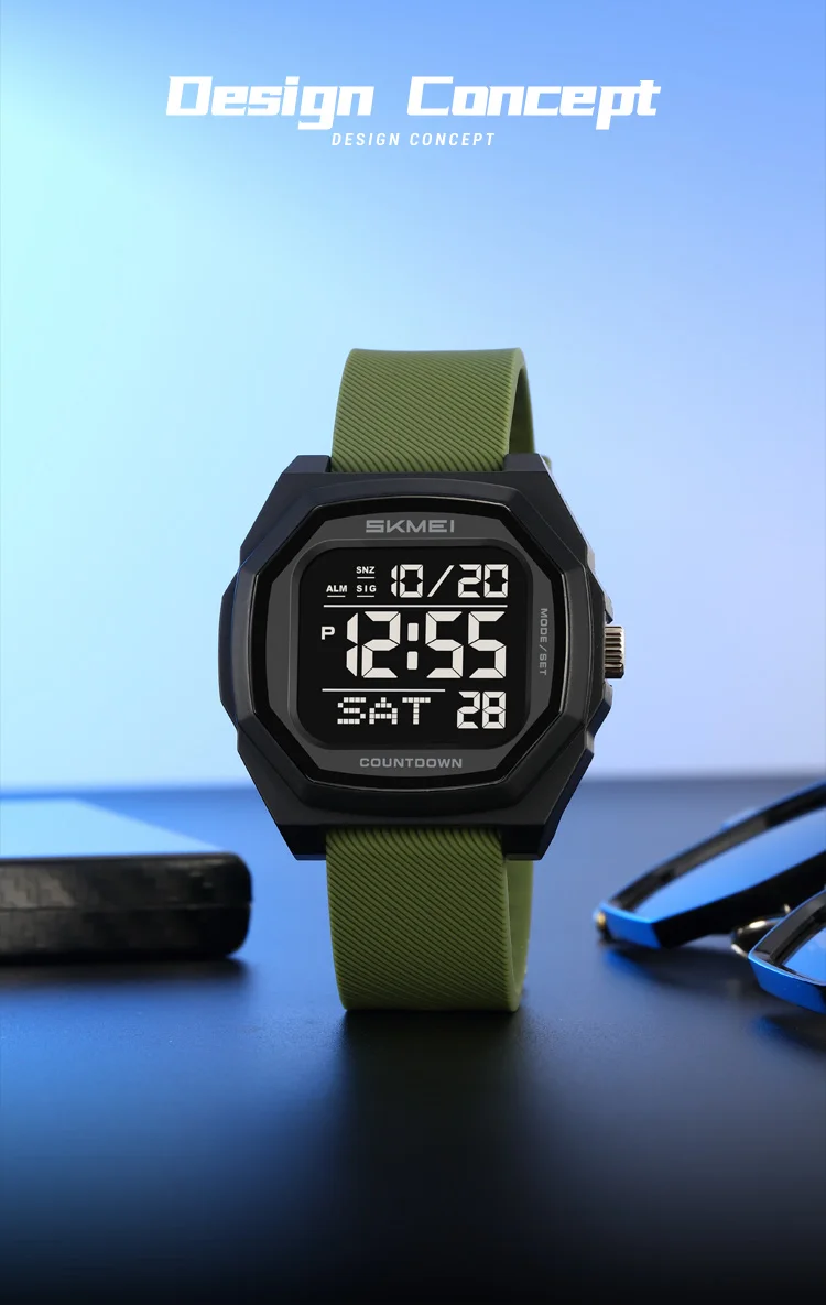 SKMEI Men Sport Casual Watch Matte Black Octagon Case Silicone Nylon Band Digital Display 50M Waterproof Countdown Watches 2495 SKMEI Men Sport Casual Watch Matte Black Octagon Case Silicone Nylon Band Digital Display 50M Waterproof Countdown Watches 2495