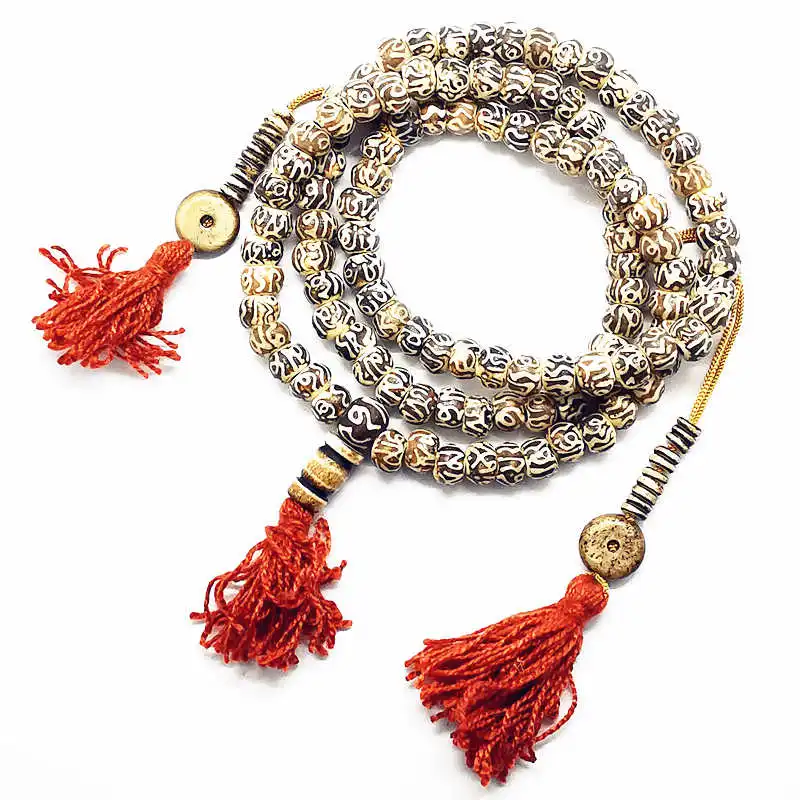 Chapelet tibétain avec perles de prière, chapelet bouddhiste, Yak Sophia, OM MANI PAD, plus proche HUM, 108, BRO985 1