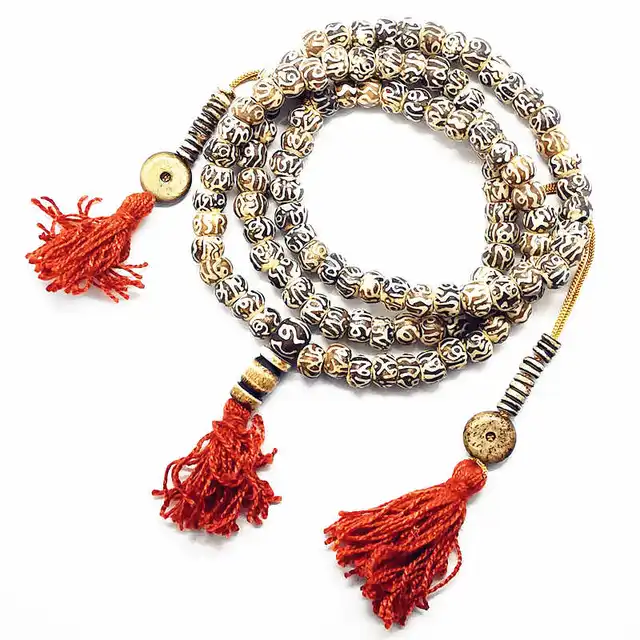 Chapelet tibétain avec perles de prière, chapelet bouddhiste, Yak Sophia, OM MANI PAD, plus proche HUM, 108, BRO985 1