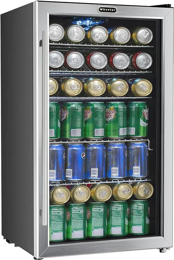 

Whynter BR-130SBS 120 Can Capacity 3.1 cu. ft. Beverage Refrigerator and cooler, Mini Fridge with Glass Door Stainless Steel