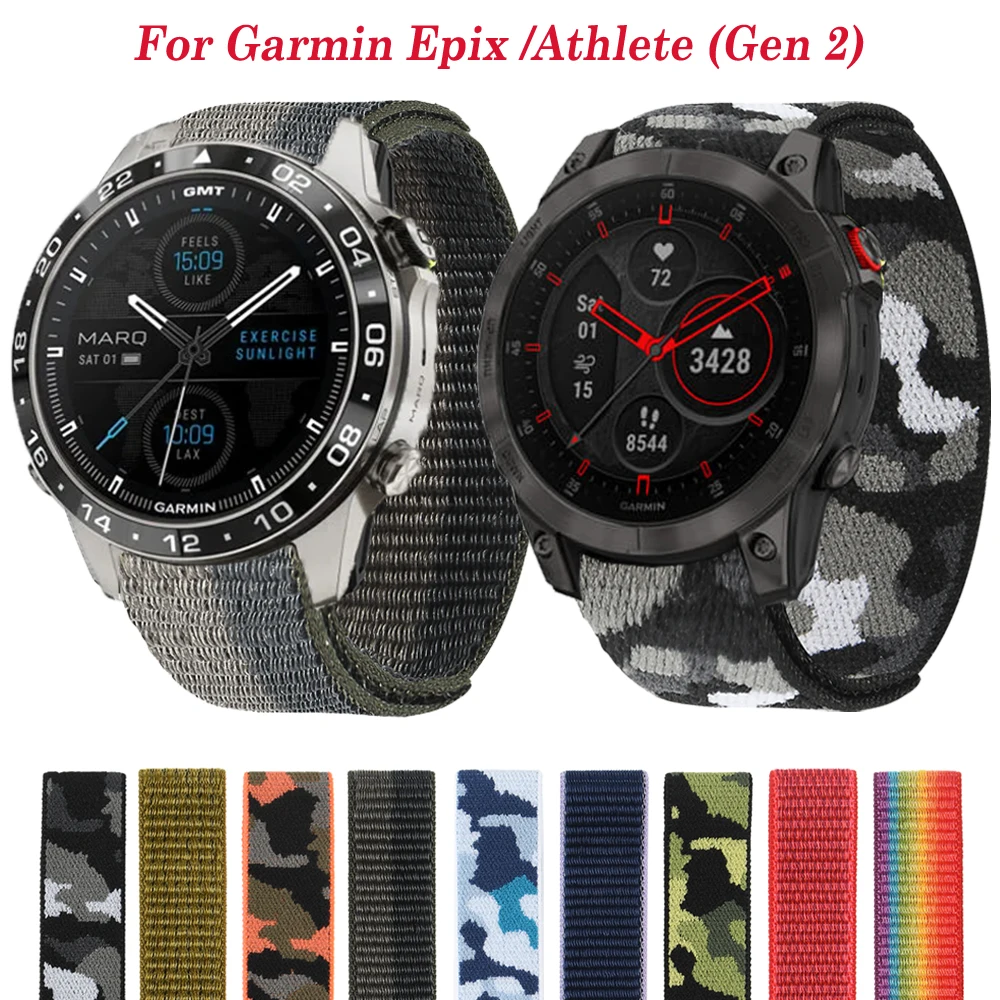 

Ремешок для наручных часов Garmin Epix Gen 2 MARQ Athlete Adventurer Golfer Captain Aviator Quickfit 22/26 мм, спортивный нейлоновый браслет для часов