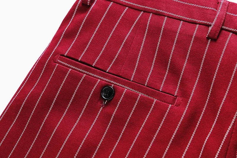 Fashion Men Double Breasted Striped Suit 2 Piece Black / Wine Red Homme Business Social Wedding Party Blazers and Trousers 229 Sac2c73fd33fa4cacbbec9a72413cac2d9