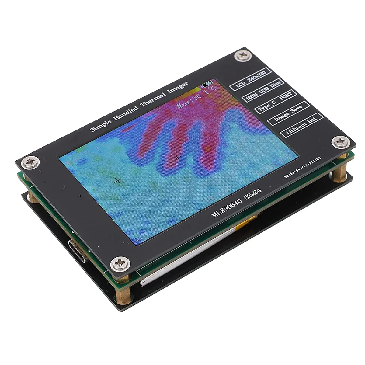 Thermal Imager, 2.8Inch Thermal Imager Infrared Camera, 320X240, ‑40℃ To +300℃, Built in SPI Flash Chip, USB C Charging
Thermal Imager, 2.8Inch Thermal Imager Infrared Camera, 320X240, ‑40℃ To +300℃, Built in SPI Flash Chip, USB C Charging