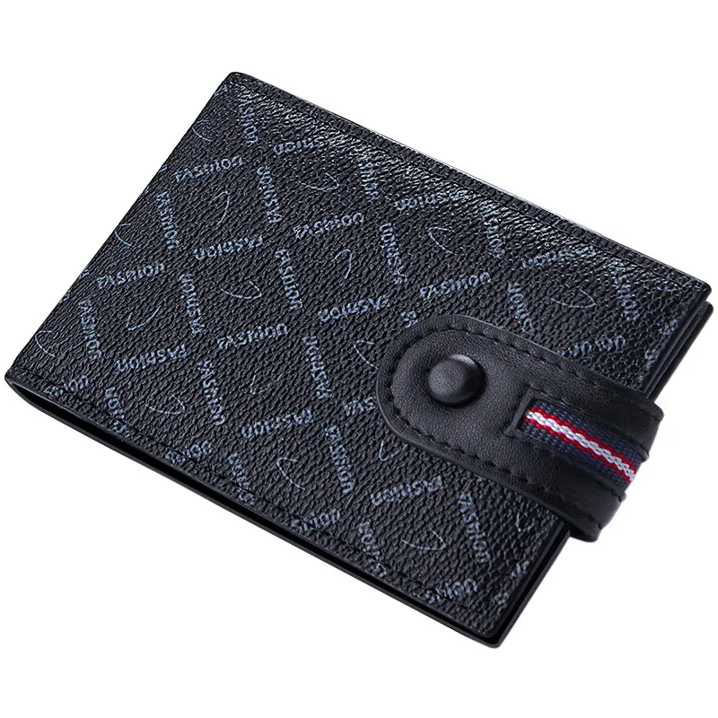 

Men's plaid letter three fold buckle driver's license wallet card bag short horizontal multi-card casual