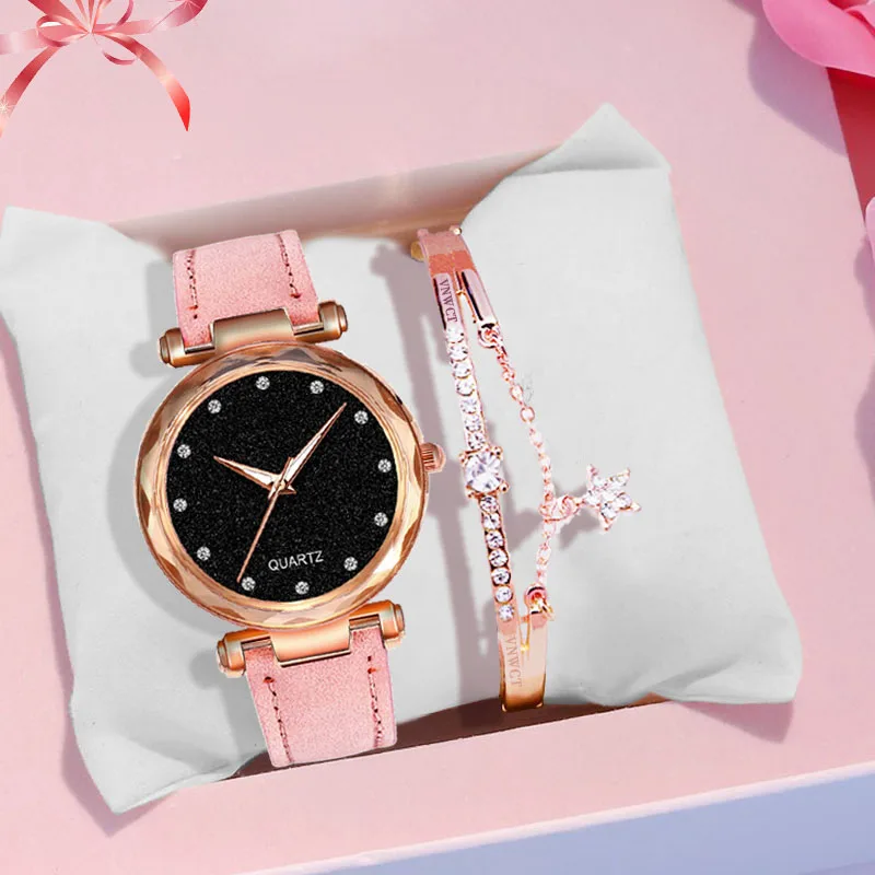 

Fashion Women Leather Casual Watch Analog Quartz Crystal Wristwatch Starry sky belt Wristwatch 2022 Dress clock relogio feminino