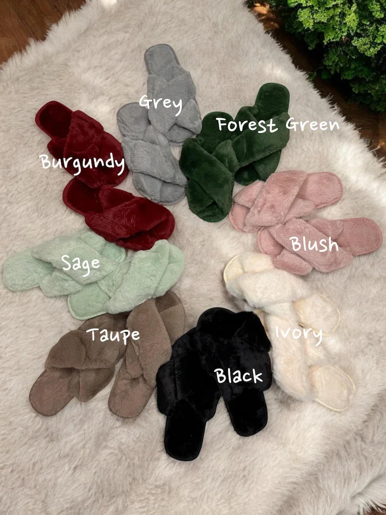 Custom Fluffy Slippers Set for Bridal Party | Personalized Soft Bridesmaid Slippers | Bachelorette Party Gifts | Fluffy Slippers 12 Sac33d25403f2444f9b556bcb657dd25eb