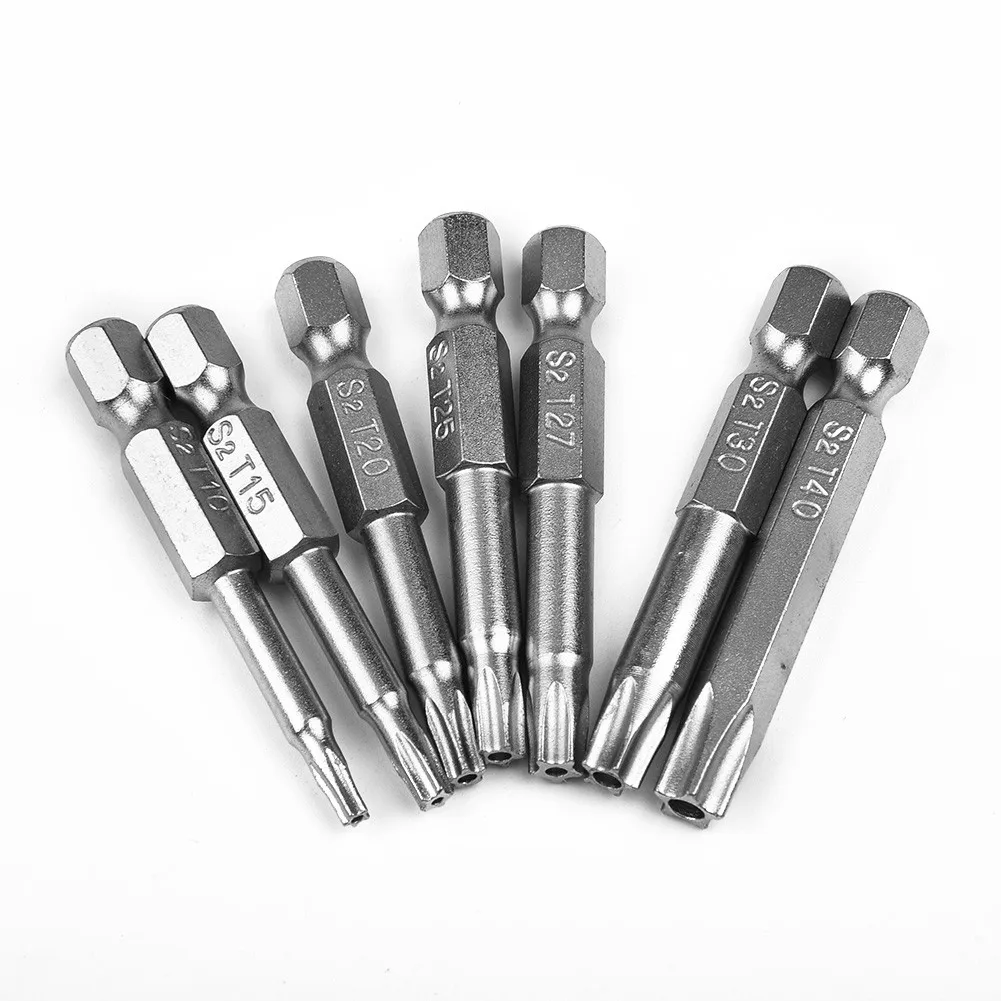 7Pcs 1/4inch Magnetized Hex Shank Screwdriver Bit T10/T15/T20/T25/T27/T30/T40 Five Star Bit For Pneumatic Drill Manual Tools
7Pcs 1/4inch Magnetized Hex Shank Screwdriver Bit T10/T15/T20/T25/T27/T30/T40 Five Star Bit For Pneumatic Drill Manual Tools