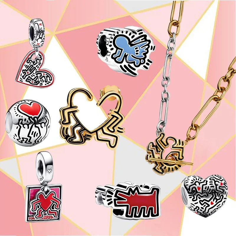 

Fashionable High Quality S925 Sterling Silver Barking Dog Charm Two Tone Twist Pattern T Shape Necklace And Other Trend Jewelry