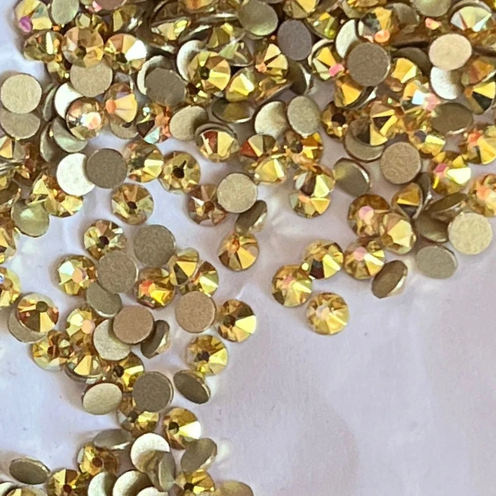 

New 2088 Sunshine Gold Strass Non Hotfix Flatback Crystal Rhinestone For Clothing Glitter DIY Nail Art Garment Decoration