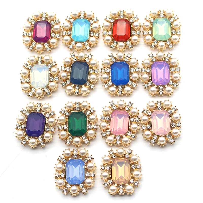 

New 10PCS25 * 22MM Square Alloy Diamond Pearl Gemstone Patch Hair Accessories, Clothing, Luggage And Decorative Accessories