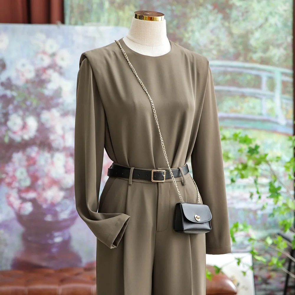 Fall New Long-sleeved Top Wide-legged Pants Fashion Suit Female Formal Commuter Simple Versatile Straight Pants with Waistband
Fall New Long-sleeved Top Wide-legged Pants Fashion Suit Female Formal Commuter Simple Versatile Straight Pants with Waistband