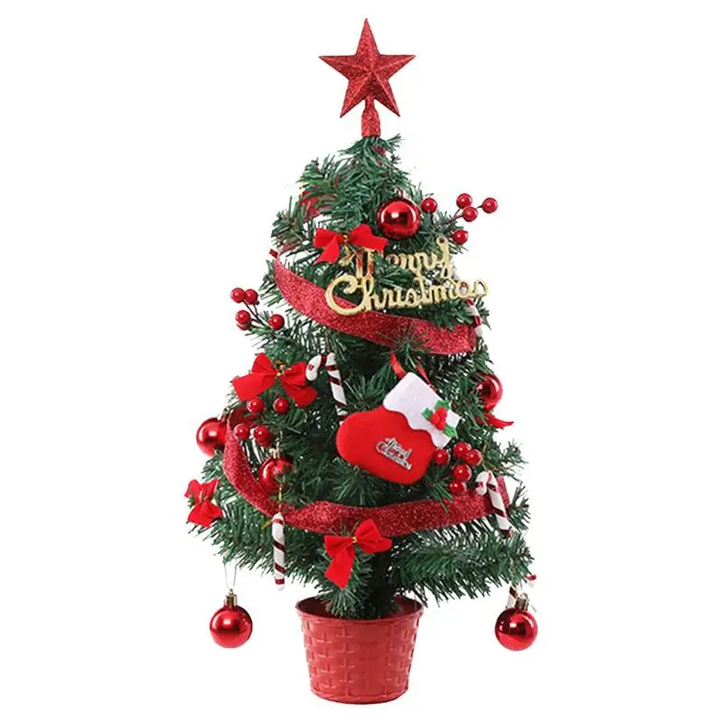 

Рождественская мини-елка, искусственная Рождественская елка, настольное украшение, светодиодные огни, сосновые конусы и ягоды, декор для окна магазина, бара