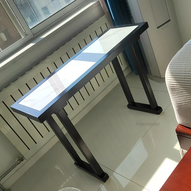 New Chinese Solid Wood Console Tables for Hallway Living Room Console Table Minimalist Light Luxury Corridor Rock Slab Entrance New Chinese Solid Wood Console Tables for Hallway Living Room Console Table Minimalist Light Luxury Corridor Rock Slab Entrance
