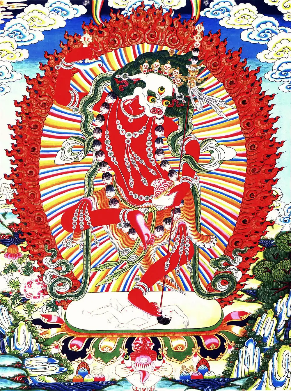 Simhavaktra Dakini Thangka,Gandhanra Tibetan Buddhist Thangka Art,Giclee Printed and Hand Framed,47" × 32"
Simhavaktra Dakini Thangka,Gandhanra Tibetan Buddhist Thangka Art,Giclee Printed and Hand Framed,47" × 32"