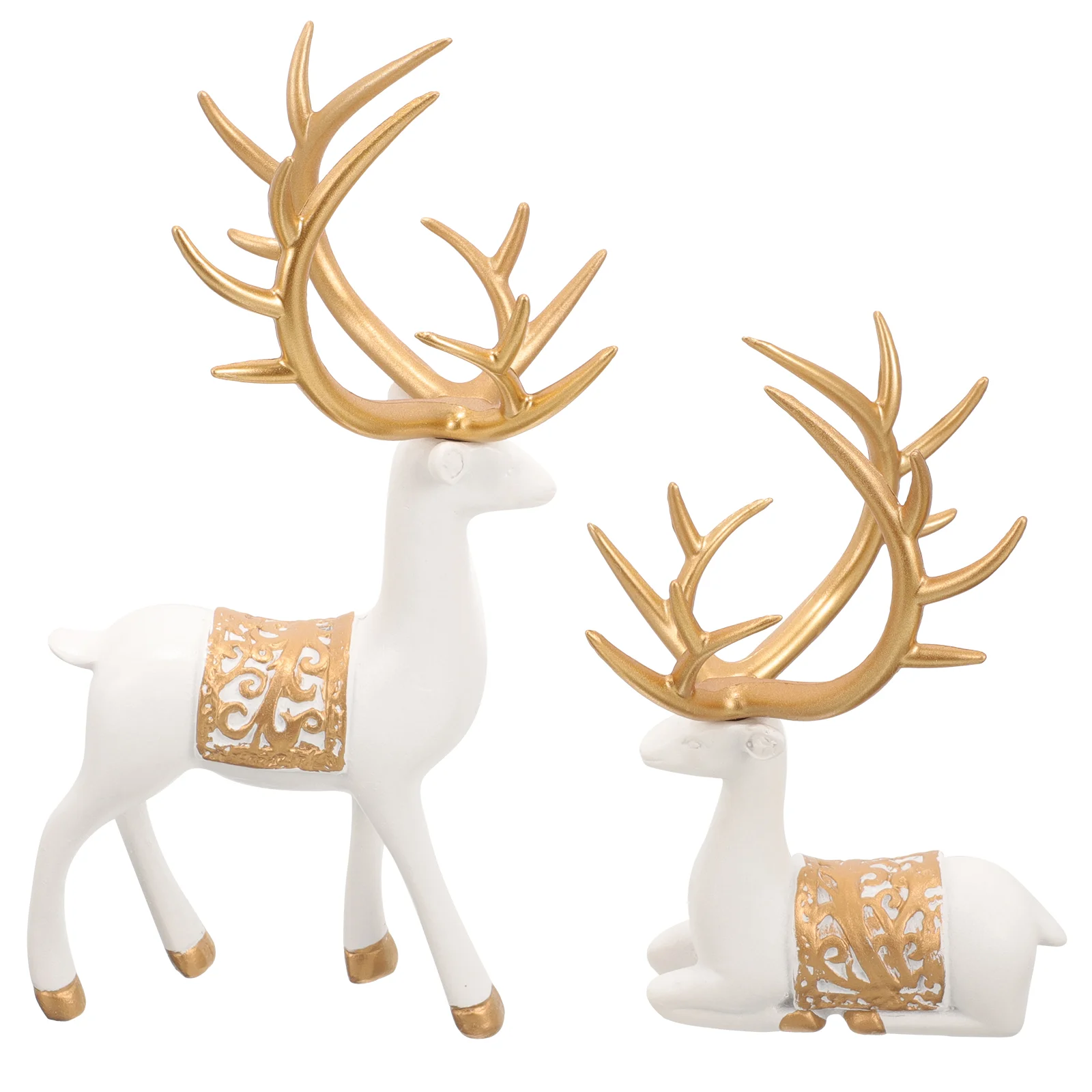 

Christmas Reindeer Figurines Resin Elk Sculpture Sitting Standing Deer Statues Xmas Tabletop Ornaments