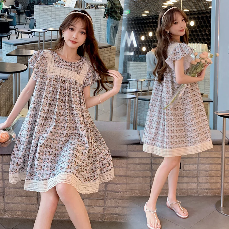 Pregnant Woman Blouse Short Sleeve Chiffon Patchwork Maternity Dress Sweet Square Collar Lace Patchwork Pregnancy A-line Shirts
Pregnant Woman Blouse Short Sleeve Chiffon Patchwork Maternity Dress Sweet Square Collar Lace Patchwork Pregnancy A-line Shirts
