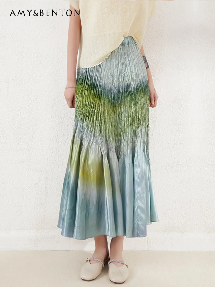 Mid-length Pleated Skirt for Women 2023 New Casual Niche Elastic Waist Western Style A- Line Skirt Gradient Color Pleated Skirt
Mid-length Pleated Skirt for Women 2023 New Casual Niche Elastic Waist Western Style A- Line Skirt Gradient Color Pleated Skirt