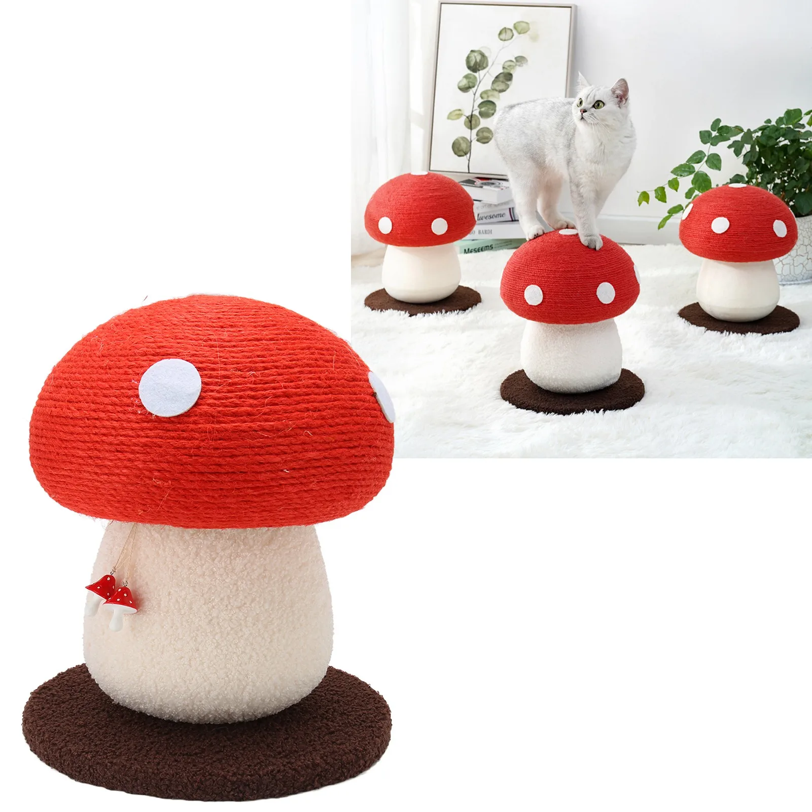 

1pc Mushroom Shaped Cat Scratch Pad Durable Grinding Claws Sisal Interactive Skin Friendly Cute Cat Scratching Board For Pets