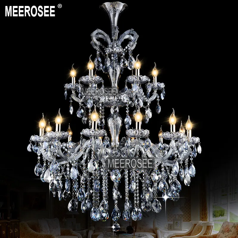 

Luxurious Chandeliers Light Blue Maria Theresa Large Crystal Indoor Home Lighting Fitting lustres pendentes 18 Lamps