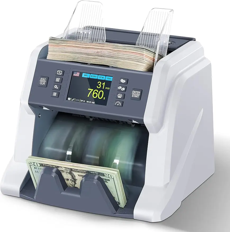 

RIBAO BC-40 Mixed Denomination Money Counter Machine, Value Counting, Bill Counter Multi Currency, CIS/UV/MG/IR Counterfeit