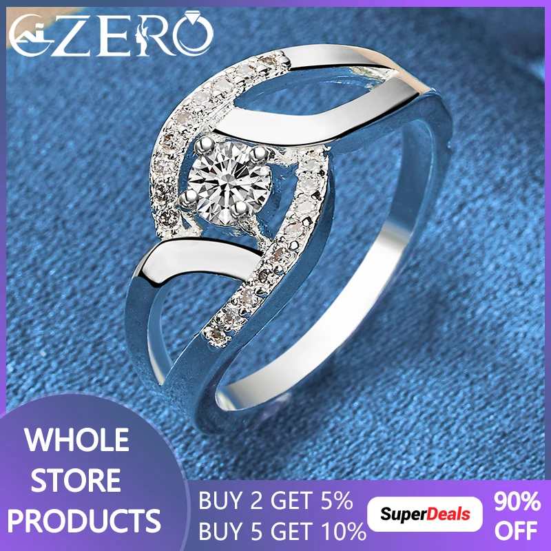 

ALIZERO 925 Sterling Silver AAAAA Zirconia Ring For Women Men Wedding Engagement Bride Eternity Rings Fashion Fine Jewelry