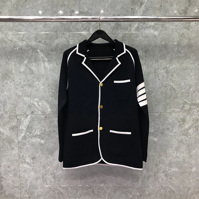 TB Blazers Spring Winter Fashion Brand Men Jacket White Grosgrain Tipping Knit Coat Custom Formal Casual Hot Sale Navy uit
TB Blazers Spring Winter Fashion Brand Men Jacket White Grosgrain Tipping Knit Coat Custom Formal Casual Hot Sale Navy uit
