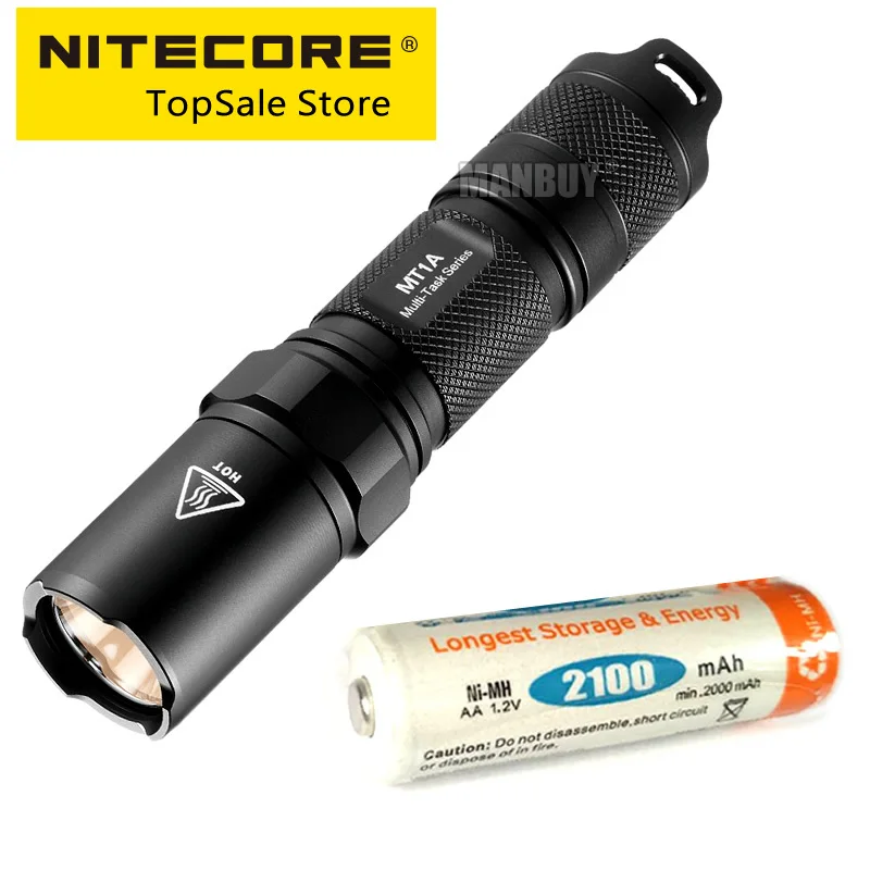 

Genuine NITECORE MT1A Flashlight +2100mAh Rechargeable Ni-CH AA Battery CREE XP-G R5 LED 180 Lumen Mini Outdoor Hiking EDC Torch