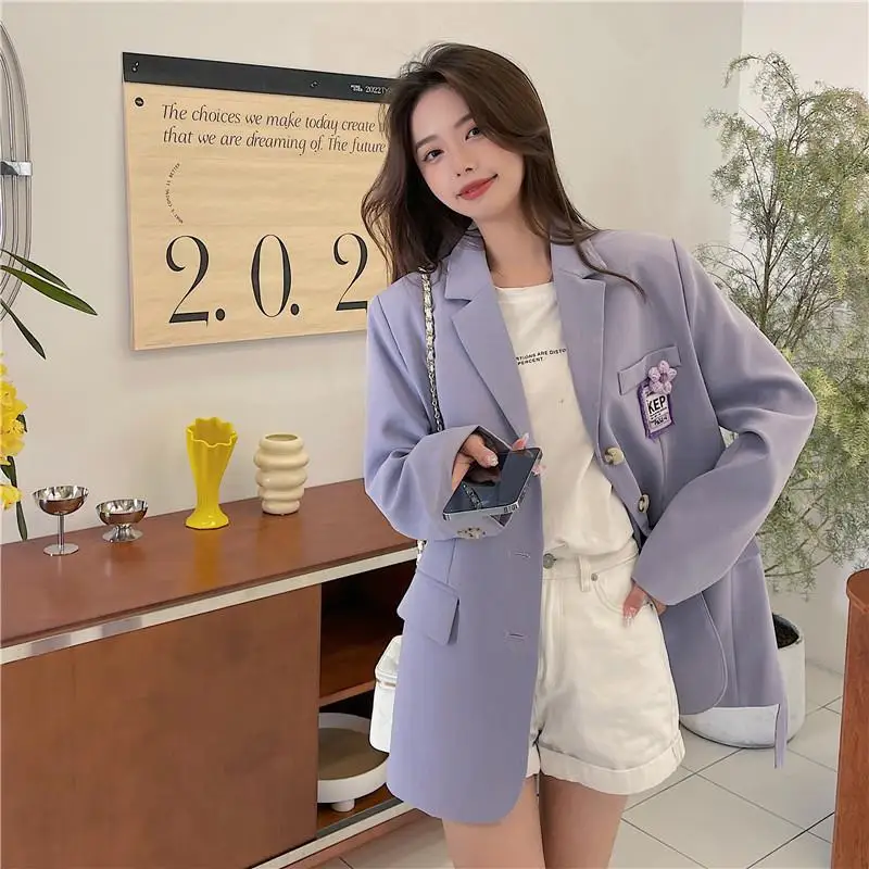 Chic Sweet Small Fragrant Wind Purple Leisure Suit Jacket Spring Autumn Women's Korean Style Design Niche Outwear Loose Outcoat
Chic Sweet Small Fragrant Wind Purple Leisure Suit Jacket Spring Autumn Women's Korean Style Design Niche Outwear Loose Outcoat