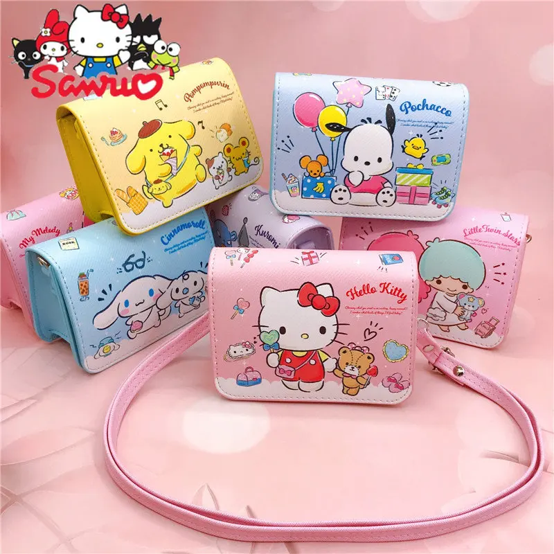 

MINISO Melody Kuromi Cross-body Bag PU Hello Kitty Cinnamoroll Pochacco Cartoon Magnetic Clasp Adjustable Shoulder Strap Bag