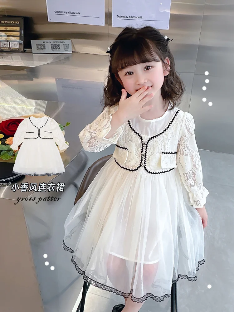 Girls' Lace Dress Spring Autumn New Children's Small Fragrance High End Princess Baby lon sleeve White Mesh Dresses For 1-10 Yrs
Girls' Lace Dress Spring Autumn New Children's Small Fragrance High End Princess Baby lon sleeve White Mesh Dresses For 1-10 Yrs