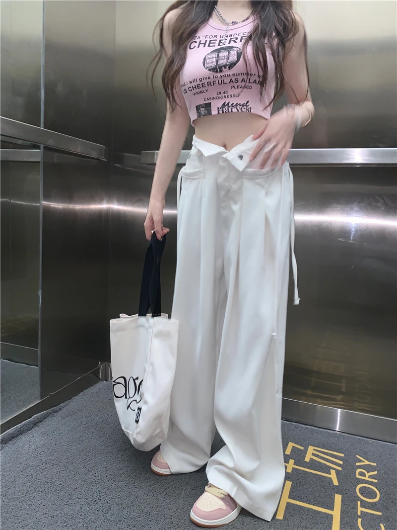 Slim Casual Pants, Overalls, Women's Draping Straight Tube Floor Trousers, Summer High Waist Loose Wide Leg Pants, White Pants
Slim Casual Pants, Overalls, Women's Draping Straight Tube Floor Trousers, Summer High Waist Loose Wide Leg Pants, White Pants