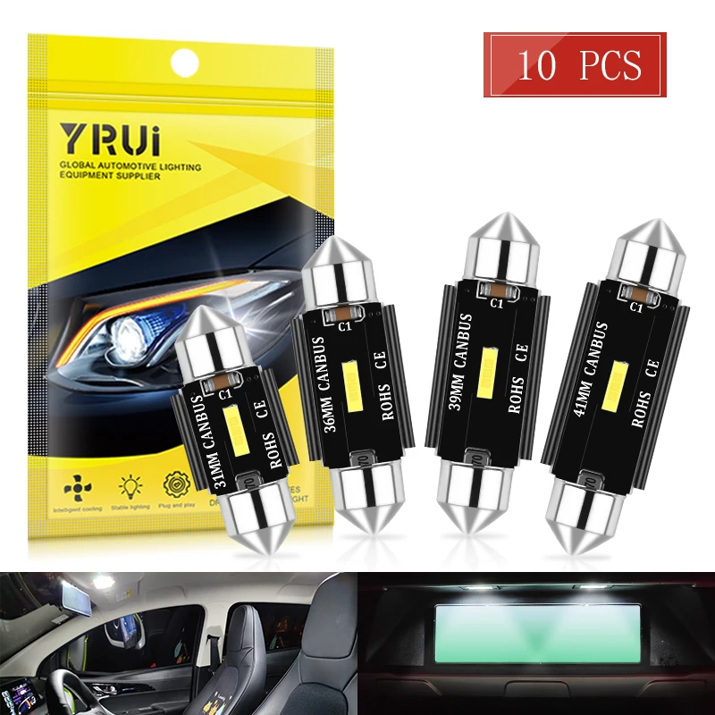 YiRui New White C5W LED Car Festoon Reading Light Auto Interior Dome Vehicle Trunk Door Lamp Bulb 6000k 12V Canbus 1860 C10W
YiRui New White C5W LED Car Festoon Reading Light Auto Interior Dome Vehicle Trunk Door Lamp Bulb 6000k 12V Canbus 1860 C10W