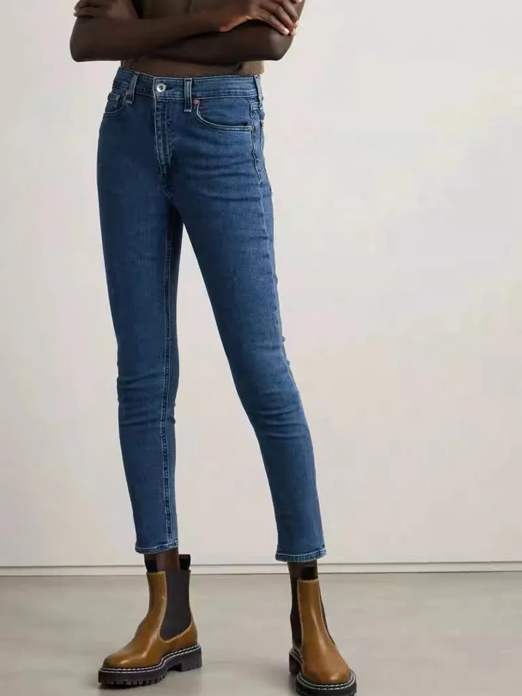 Women High Waist Stretch Skinny Cropped Jeans 2023 Early Spring Ladies Solid Color Zipper Fly Denim Pencil Pants
Women High Waist Stretch Skinny Cropped Jeans 2023 Early Spring Ladies Solid Color Zipper Fly Denim Pencil Pants