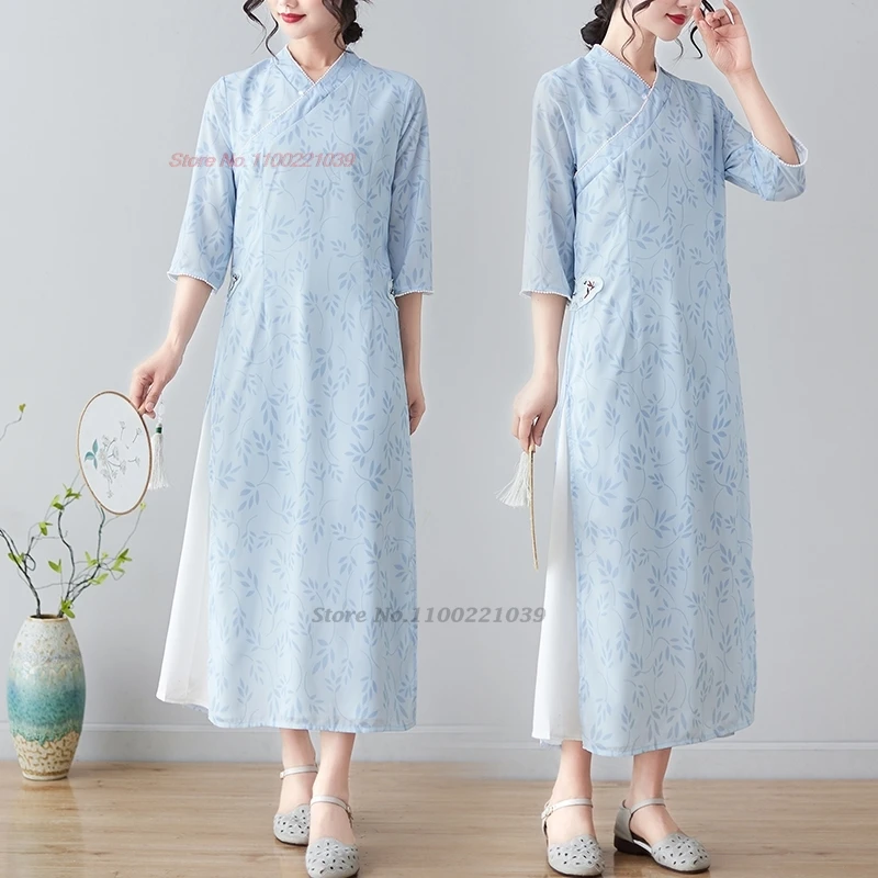 2024 traditional chinese vintage dress improved qipao national flower print meditation qipao a-line dress banquet evening dress 
2024 traditional chinese vintage dress improved qipao national flower print meditation qipao a-line dress banquet evening dress