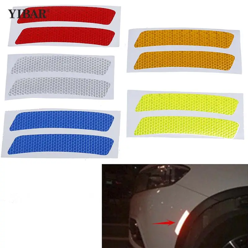 

2Pcs/Set Car Bumper Reflective Warning Strip Stickers Wheel Rim Eyebrow Warn Light Reflector Protective Sticker Scratch Paster