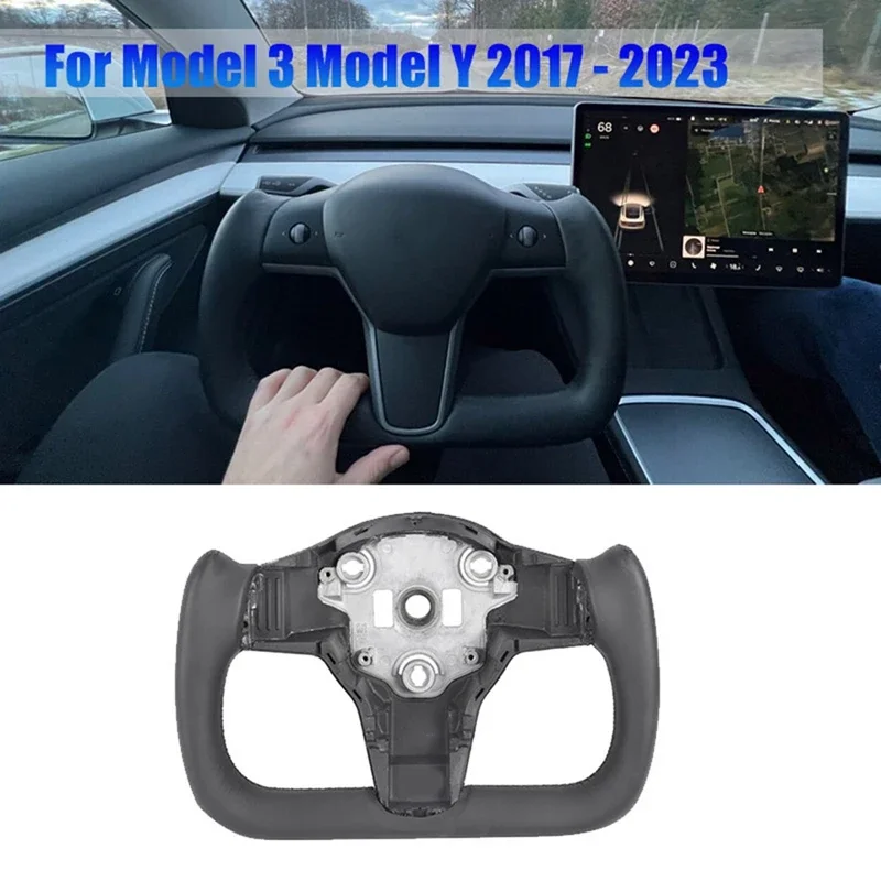 

1 Piece Yoke Racing Custom Steering Wheel Black Parts For Tesla Model 3 Model Y 2017 2018 2019 2020 2021 2022 2023 (With Heated)