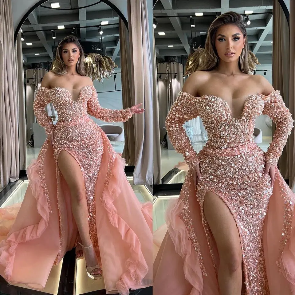 Kadisua Pink Sparkly Evening Dress For Women Sequined Off The Shoulder Detachable Train Split Long Sleeve Sexy فساتين طويلة
Kadisua Pink Sparkly Evening Dress For Women Sequined Off The Shoulder Detachable Train Split Long Sleeve Sexy فساتين طويلة