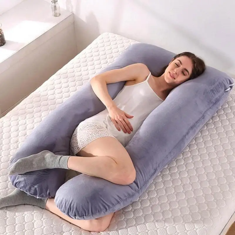 

U-shaped Pregnancy Cushion Squishy Body Pillow with Removable Pillowcase for Better Neck and Back Support While Sleeping at Home